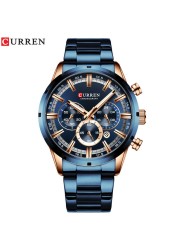 Curren Men's Watch Blue Dial Stainless Steel Band Date Business Men's Watches Waterproof Luxuries Men Wrist Watches for Men