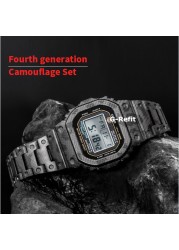 G-Refit DW5600 5610 G5600E Metal Bezel Stainless Steel Watchband 5600 Strap GW-B5600 Band WtachCase Accessories With Tools