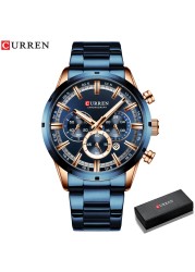 CURREN New Fashion Watches With Stainless Steel Luxury Brand Sport Chronograph Quartz Watch Men Relogio Masculino