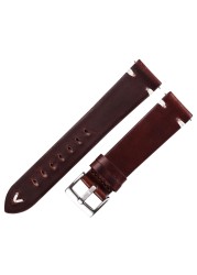 Leather Watchband Strap 18mm 20mm 22mm Quick Release Watch Strap Cowhide Strap Handmade Black Dark Brown Vintage Oil Wax Leather