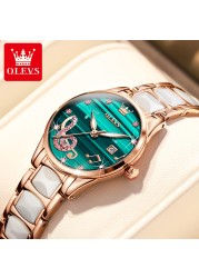 OLEVS Luxury Quartz Women's Watch Japan Elegant Movement Waterproof Women's Ceramic Watch Women's Wristwatch Gift for Female