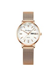 Swiss Brand POEDAGAR Women Watches Luxury Rose Gold Mesh Wristwatch Fashion Simple Waterproof Date Ladies Bracelet Watch Clock