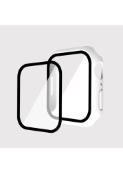 Case With Screen Protector For Apple Watch Series 7 45mm 41mm Case 2021 Hard PC Full Face Cove Absorbent Cover For iWatch 7 41mm