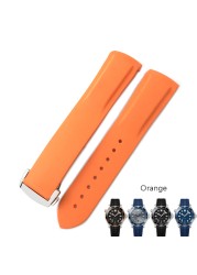 18mm 19mm 20mm 21mm 22mm rubber silicone watches bands for Omega 300 speedmaster strap brand watchband blue black orange