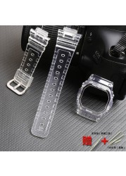 Watch Accessories Resin Strap 16mm For Casio G-SHOCK DW5600 5700 GW5035 5000 Transparent Silicone Men's And Women's Sports Band