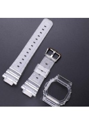 Watch Accessories Resin Strap 16mm For Casio G-SHOCK DW5600 5700 GW5035 5000 Transparent Silicone Men's And Women's Sports Band