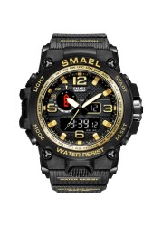 SMAEL 50M Water Resistant Men's Watches Alarm Watch reloj hombre 1545D Dual Screen Military Wristwatch Quartz New Sport Watch for Men