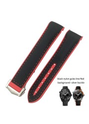 19mm 20mm 21mm 22mm Rubber Leather Watchband Fit For Omega Planet Ocean Seamaster Diver 300 Silicone Nylon Sports Watch Strap