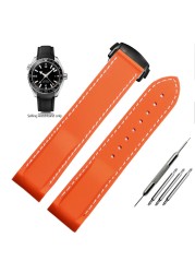 20mm 22mm Curved End Rubber Silicone Watch Bands For Omega Seamaster 300 Speedmaster Strap Brand Watchband Blue Black Orange