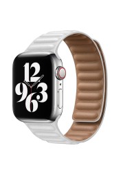 Leather Connect Strap for Apple Watch 7 6 5 4 SE Band 40mm 44mm Original Magnetic for iwatch Series 3 38mm 42mm Replacement Strap