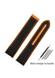 20mm 22mm Black Blue Orange Fabric Nylon Rubber Watch Band For Omega 300 Ocean Watchband Buckle Tools Silicone Strap