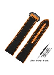 20mm 22mm Black Blue Orange Fabric Nylon Rubber Watch Band For Omega 300 Ocean Watchband Buckle Tools Silicone Strap
