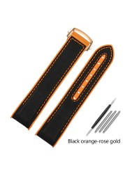 20mm 22mm Black Blue Orange Fabric Nylon Rubber Watch Band For Omega 300 Ocean Watchband Buckle Tools Silicone Strap