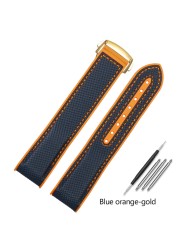 20mm 22mm Black Blue Orange Fabric Nylon Rubber Watch Band For Omega 300 Ocean Watchband Buckle Tools Silicone Strap