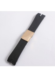 Silicone watch strap, natural rubber, black, 26.5 mm, for Roger Dubuis