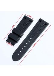 24mm Black Blue Red Orange Gray Purple Watch Band Silicone Rubber Watchband Fit For Panerai Strap Tools Pin Buckle Tools