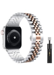 Metal strap compatible for apple watch 44mm 42mm 40mm 38mm men/women replacement stainless steel strap for iwatch 6 5 4 3 2 1 SE