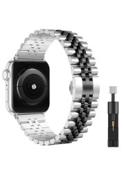 Metal strap compatible for apple watch 44mm 42mm 40mm 38mm men/women replacement stainless steel strap for iwatch 6 5 4 3 2 1 SE