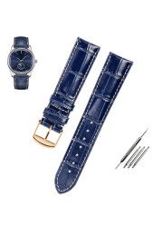 It is suitable for Longines belt, leather craftsman, moon blue crocodile pattern, exquisite Comcas male belt 19 20 21mm