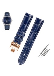 It is suitable for Longines belt, leather craftsman, moon blue crocodile pattern, exquisite Comcas male belt 19 20 21mm