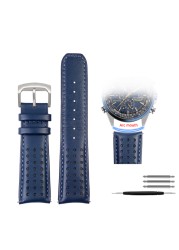 For Citizen Blue Angel Men Radio Wave Watch AT8020-54L/8020-03L/JY8078 Curved End Genuine Leather Watchband Watch Band 22 23