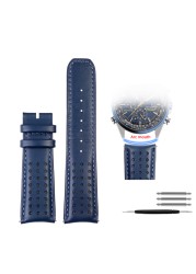 For Citizen Blue Angel Men Radio Wave Watch AT8020-54L/8020-03L/JY8078 Curved End Genuine Leather Watchband Watch Band 22 23