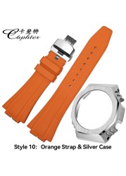 Casioak 1rd Fashion Kit for GA2100 Metal Watch Case Fluororobber Strap 316 Stainless Steel Bezel Rubber Band for GA 2100 2110