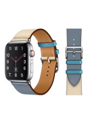 Genuine Leather Loop for Apple Watch Band 45mm 44mm Sports Strap Single Round Band for Apple Watch 42mm 41mm iWatch 7 4 5 6 se 3