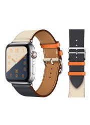 Genuine Leather Loop for Apple Watch Band 45mm 44mm Sports Strap Single Round Band for Apple Watch 42mm 41mm iWatch 7 4 5 6 se 3