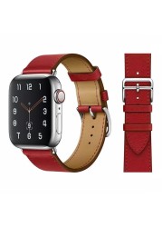 Genuine Leather Loop for Apple Watch Band 45mm 44mm Sports Strap Single Round Band for Apple Watch 42mm 41mm iWatch 7 4 5 6 se 3