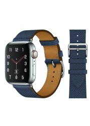 Genuine Leather Loop for Apple Watch Band 45mm 44mm Sports Strap Single Round Band for Apple Watch 42mm 41mm iWatch 7 4 5 6 se 3