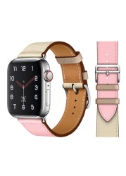 Genuine Leather Loop for Apple Watch Band 45mm 44mm Sports Strap Single Round Band for Apple Watch 42mm 41mm iWatch 7 4 5 6 se 3