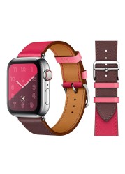 Genuine Leather Loop for Apple Watch Band 45mm 44mm Sports Strap Single Round Band for Apple Watch 42mm 41mm iWatch 7 4 5 6 se 3