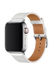 Genuine Leather Loop for Apple Watch Band 45mm 44mm Sports Strap Single Round Band for Apple Watch 42mm 41mm iWatch 7 4 5 6 se 3