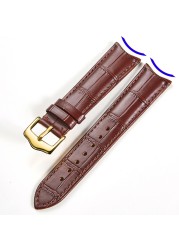 UTHAI F09 Genuine Leather Watchband Curved Interface Bamboo Style Buckle Business 19mm 20mm 21mm 22mm 24mm Retro Watch Strap