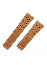 Cowhide Watch Band 22mm 24mm Watchband Fit For Tag Strap Heuer Watchband Genuine Crazy Horse Leather Bracelet Carrera