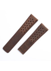 Cowhide Watch Band 22mm 24mm Watchband Fit For Tag Strap Heuer Watchband Genuine Crazy Horse Leather Bracelet Carrera