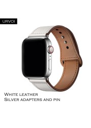 URVOI Band for Apple Watch Series 7 6 5 4 3 SE Sport Band Genuine Swift Leather Strap for iWatch Wrist Pin and Tuck Closure Handmade