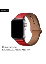 URVOI Band for Apple Watch Series 7 6 5 4 3 SE Sport Band Genuine Swift Leather Strap for iWatch Wrist Pin and Tuck Closure Handmade