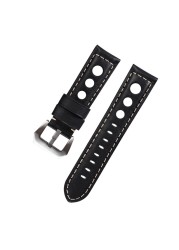 Genuine Leather Watch Strap for Men, Vintage, Brown, 20mm, 22mm, 24mm, 3 Holes, Soft, Breathable