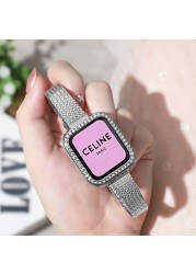 Small Waist Milanese Metal Strap for Apple Watch Band + Case 38mm 40mm 42mm 44mm Band Strap for iwatch Bracelet Series SE 76543