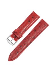 Ostrich Pattern Leather Watchband 12 13 14 15 16 17 18 19 20 21 22 23 24mm Black Blue Red Bracelet for Men and Women Watch Chain