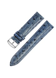 Ostrich Pattern Leather Watchband 12 13 14 15 16 17 18 19 20 21 22 23 24mm Black Blue Red Bracelet for Men and Women Watch Chain