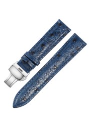 Ostrich Pattern Leather Watchband 12 13 14 15 16 17 18 19 20 21 22 23 24mm Black Blue Red Bracelet for Men and Women Watch Chain