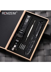 Remz Patterned - Genuine calfskin leather watch strap size 16, 17, 18, 19, 20, 21, 22, 23 and 24mm, with box and watch accessories