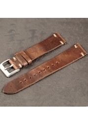 Horween US Chromexcel Black Leather Watch Strap Soft Wrap Handmade Leather Straps 18mm 20mm 22mm