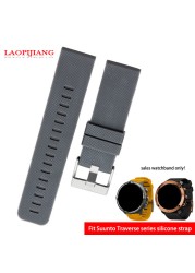 High quality waterproof rubber watchband fit suunto TRAVERSE Alpha series watch 24mm silicone straps with stainless steel clasp