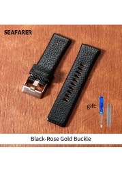 Genuine Leather Watchband Strap 22 24 26 27 28 30mm Diesel Watch Band Watches DZ4386 1657 1399 1206 4323 Black Band