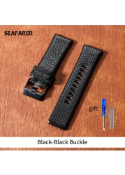 Genuine Leather Watchband Strap 22 24 26 27 28 30mm Diesel Watch Band Watches DZ4386 1657 1399 1206 4323 Black Band