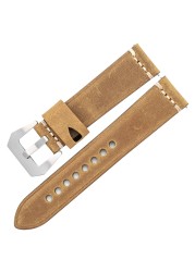 Men's Genuine Leather Watch Band Strap 22mm 24mm Vintage Cowhide Watch Strap High Quality Bracelet Watch Accessories